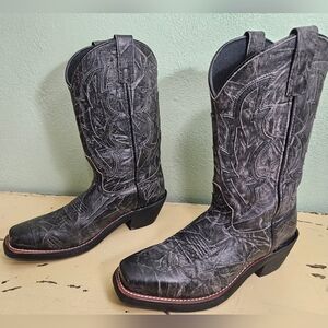 Laredo Black Distressed Western Cowboy Boots